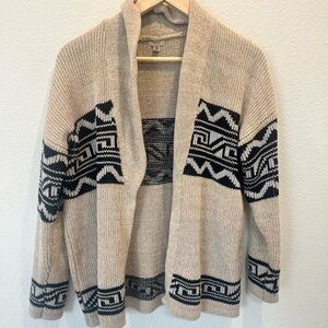 Ecote Beige and Black Geometric Cardigan